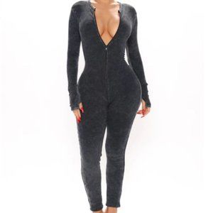 fashion nova manhattan mineral wash jumpsuit *never worn*